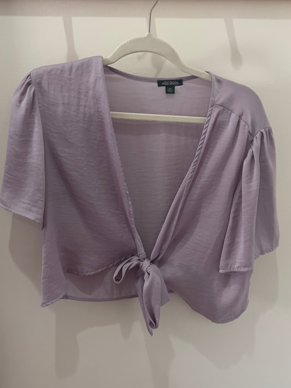 wild fable Lavender Tie-Front Short Sleeve Blouse